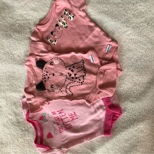 Gerber Pink Kitten Baby Bodysuits Set